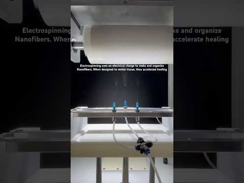 Electrospinning to create and organize biomimetic nanofibers (as small as 1/100th a human hair)
