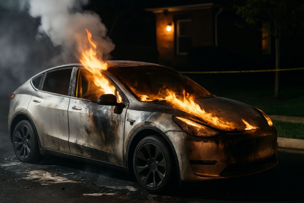 Tesla Firebombing in Kansas Sparks National Manhunt—ATF Dangles $5,000 Reward For Answers Tesla Firebombing in Kansas Sparks National Manhunt—ATF Dangles $5,000 Reward For Answers
